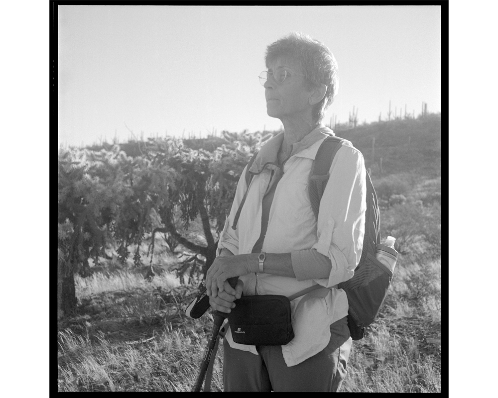 Stef Laverty, a volunteer in the water drop-off ministry along migrant pathways in the Sonoran Desert in Arizona (Lisa Elmaleh)