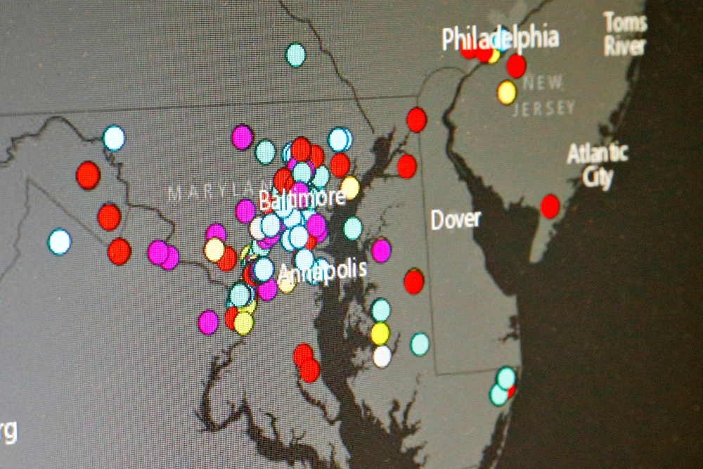 An opioid Overdose Detection Mapping Application Program, collecting information from first responders, is seen July 19 at a conference in Arlington, Massachusetts. (CNS/Reuters/Brian Snyder)