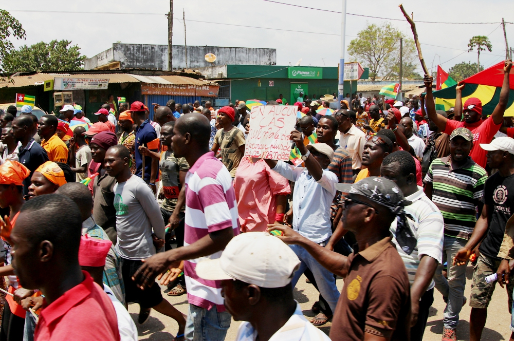 Opposition supporters take part during a protest Sept. 20, 2017, in Lomé, Togo, calling for the immediate resignation of Togolese President Faure Gnassingbé. (CNS/Reuters)