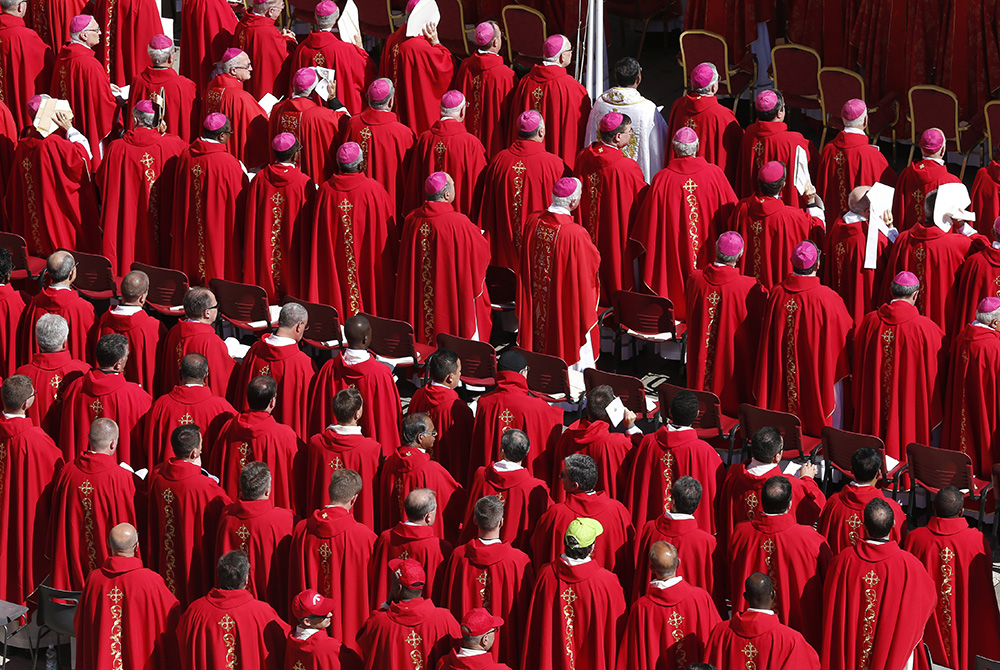 Bishops and priests attend Pope Francis' celebration of Mass marking the feast of Sts. Peter and Paul in St. Peter's Square June 29, 2018, at the Vatican. (CNS/Paul Haring)