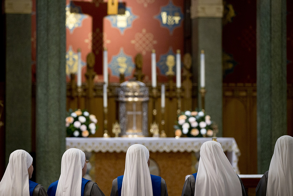 Novices of the Servants of the Lord and the Virgin of Matara are seen at Holy Comforter-St. Cyprian Catholic Church Nov. 1, 2017, in Washington prior to the start of their profession of vows ceremony. The Center for Applied Research in the Apostolate cond