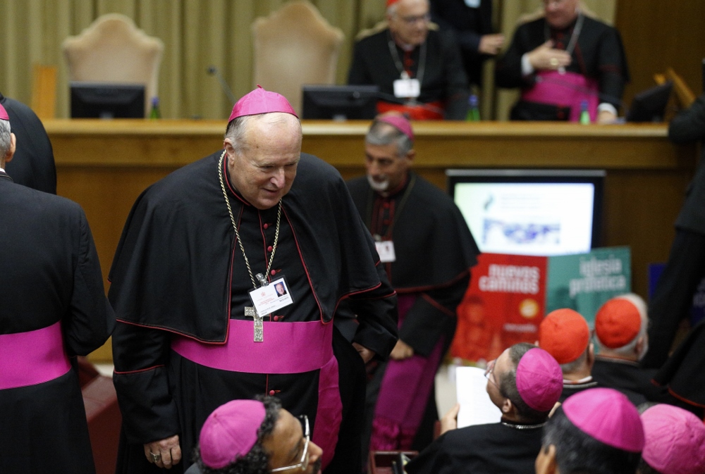 Bishop Robert McElroy of San Diego arrives for the first session of the Synod of Bishops for the Amazon at the Vatican Oct. 7. (CNS/Paul Haring)