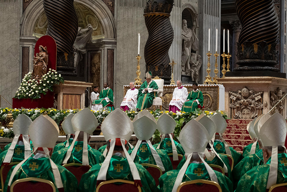 Pope Francis celebrates the opening Mass of the Synod of Bishops for the Amazon in St. Peter's Basilica Oct. 6, 2019, at the Vatican. (CNS/Vatican Media) Pope Francis celebrates the opening Mass of the Synod of Bishops for the Amazon in St. Peter's Basilica Oct. 6, 2019, at the Vatican. (CNS/Vatican Media)