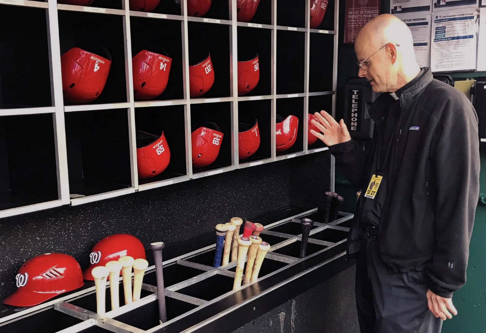 Msgr. Stephen Rossetti, a professor at the Catholic University of America and the chaplain for the Washington Nationals, blesses bats before a game during the 2019 season. (CNS/Courtesy of Msgr. Stephen J. Rossetti) Msgr. Stephen Rossetti, a professor at the Catholic University of America and the chaplain for the Washington Nationals, blesses bats before a game during the 2019 season. (CNS/Courtesy of Msgr. Stephen J. Rossetti)