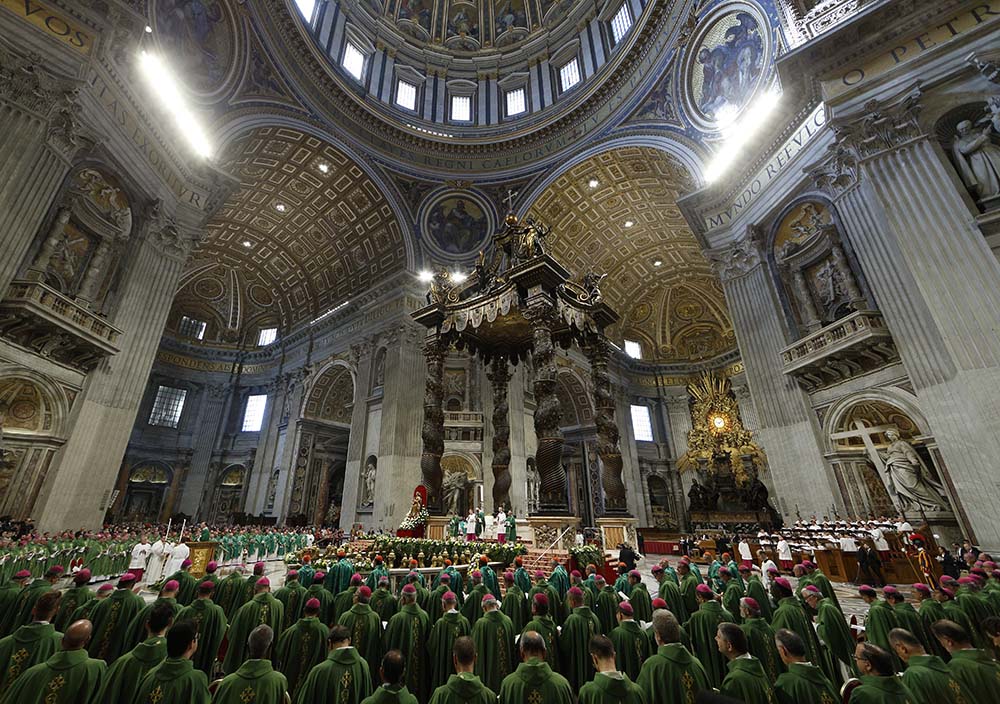 Pope Francis celebrates the concluding Mass of the Synod of Bishops for the Amazon at the Vatican Oct. 27, 2019. (CNS/Paul Haring)