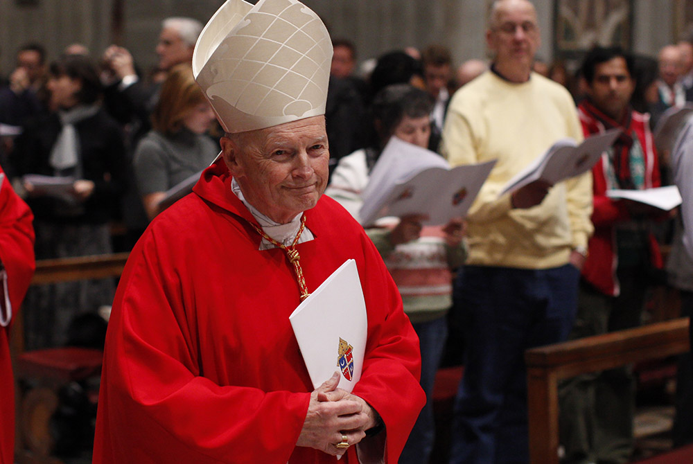 Then-Cardinal Theodore McCarrick, retired archbishop of Washington, arrives in procession for a Mass of thanksgiving for Cardinal Donald Wuerl of Washington in St. Peter's Basilica at the Vatican Nov. 22, 2010. (CNS/Paul Haring) 