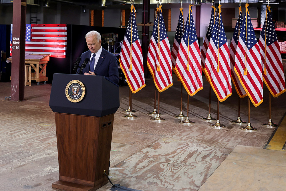 President Joe Biden speaks about his $2.2 trillion infrastructure plan at Carpenters Pittsburgh Training Center March 31 in Pittsburgh. The proposed package has funding for broadband, housing, the electric grid, roads and bridges, and other areas. It will President Joe Biden speaks about his $2.2 trillion infrastructure plan at Carpenters Pittsburgh Training Center March 31 in Pittsburgh. The proposed package has funding for broadband, housing, the electric grid, roads and bridges, and other areas. It will