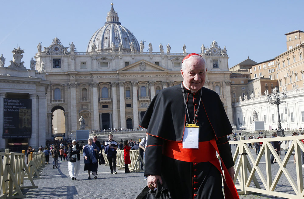 Cardinal Marc Ouellet, prefect of the Congregation for Bishops, walks through St. Peter's Square at the Vatican in February 2019. (CNS/Paul Haring) Cardinal Marc Ouellet, prefect of the Congregation for Bishops, walks through St. Peter's Square at the Vatican in February 2019. (CNS/Paul Haring)