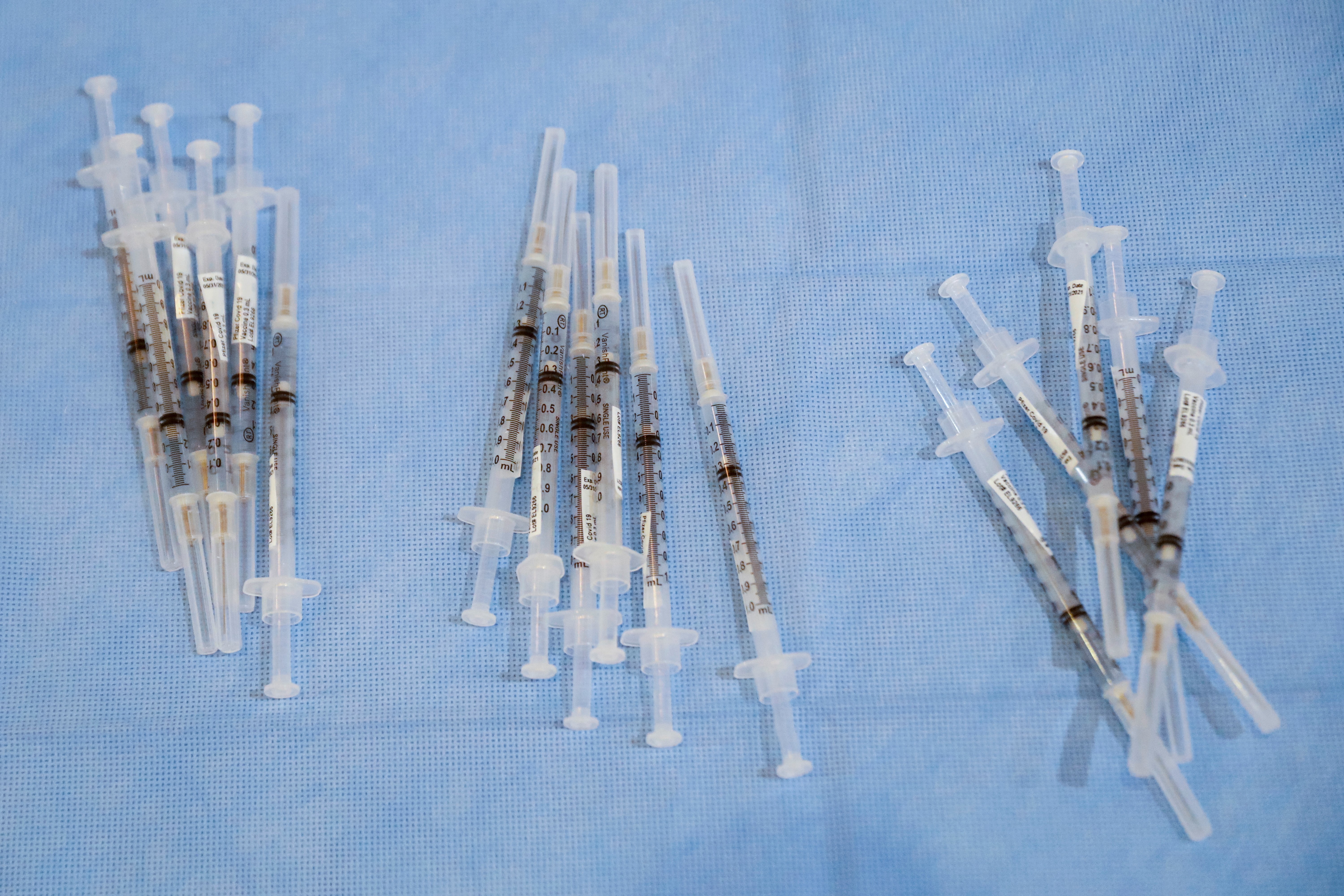 Syringes filled with doses of Pfizer's COVID-19 vaccine are seen in this illustration photo. (CNS/Reuters/Brendan McDermid)