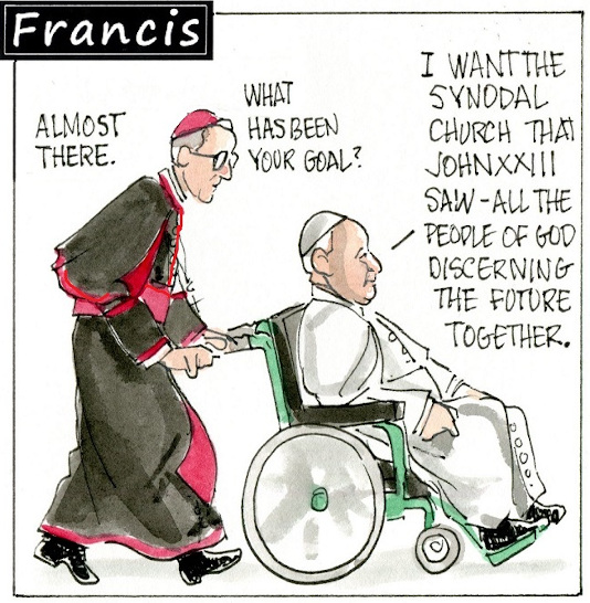 Francis, the comic strip: Francis moves toward his goal for the synodal church