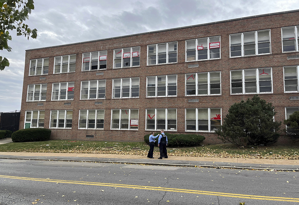 The outside of Central Visual and Performing Arts High School in St. Louis, on Oct. 24. (AP photo/Michael Phillis)