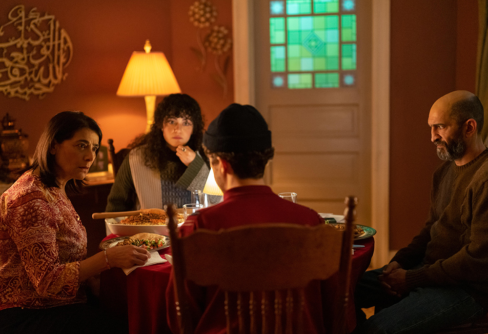 Maysa (Hiam Abbass), Dena (May Calamawy), and Farouk (Amr Waked) in Season Three of "Ramy" (Marcus Price/Hulu)