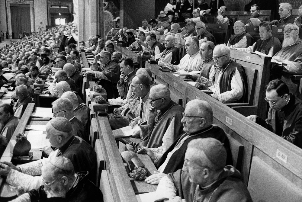 Bishops are pictured in a file photo during a Second Vatican Council session inside St. Peter's Basilica at the Vatican. (CNS file photo)