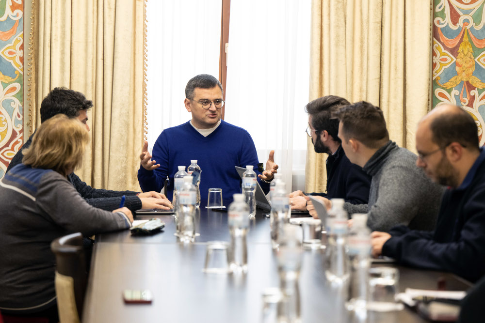 Ukraine's Minister of Foreign Affairs, Dmytro Kuleba, meets with Vatican journalists on Dec. 9 in Kyiv, Ukraine. (Photo courtesy of Marcin Mazur)