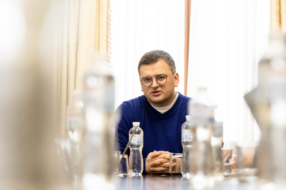 Ukraine's Minister of Foreign Affairs, Dmytro Kuleba, meets with Vatican journalists on Dec. 9 in Kyiv, Ukraine. (Photo courtesy of Marcin Mazur)