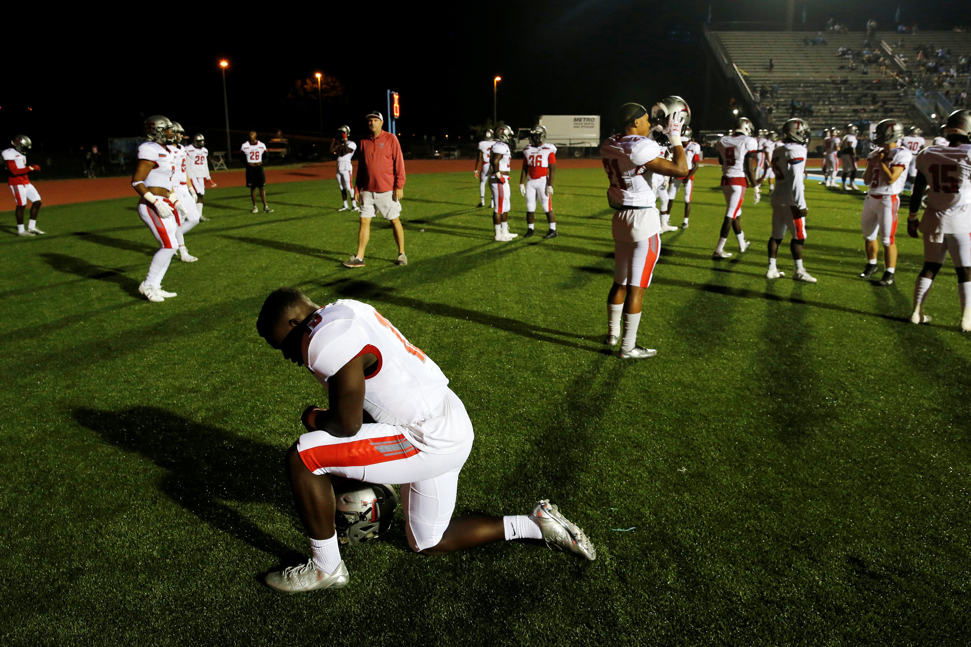 High school football players are seen in this illustration photo. (CNS photo/Jonathan Ernst, Reuters)