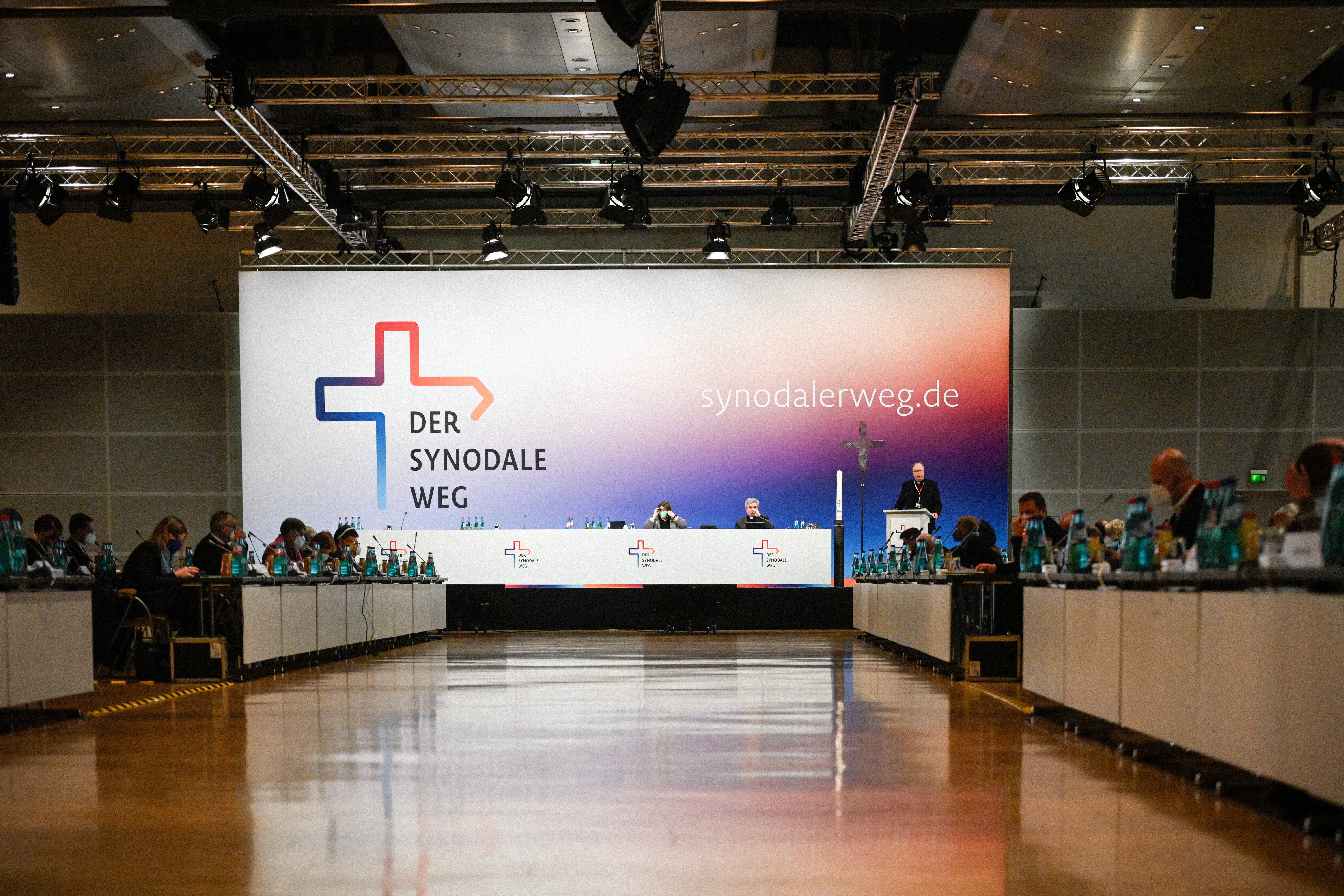 German Bishop Stephan Ackermann of Trier speaks during the third Synodal Assembly in Frankfurt Feb. 4, 2021. (CNS photo/Julia Steinbrecht, KNA)