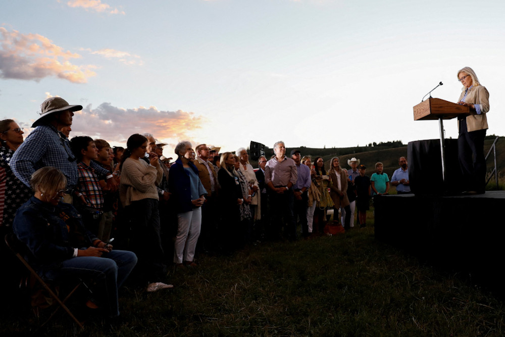 Rep. Liz Cheney, R-Wyoming, speaks during her primary election night party in Jackson Aug. 16. She lost by more than 30 percentage points to Harriet Hageman, who was endorsed by former President Donald Trump. (CNS/Reuters/David Stubbs)