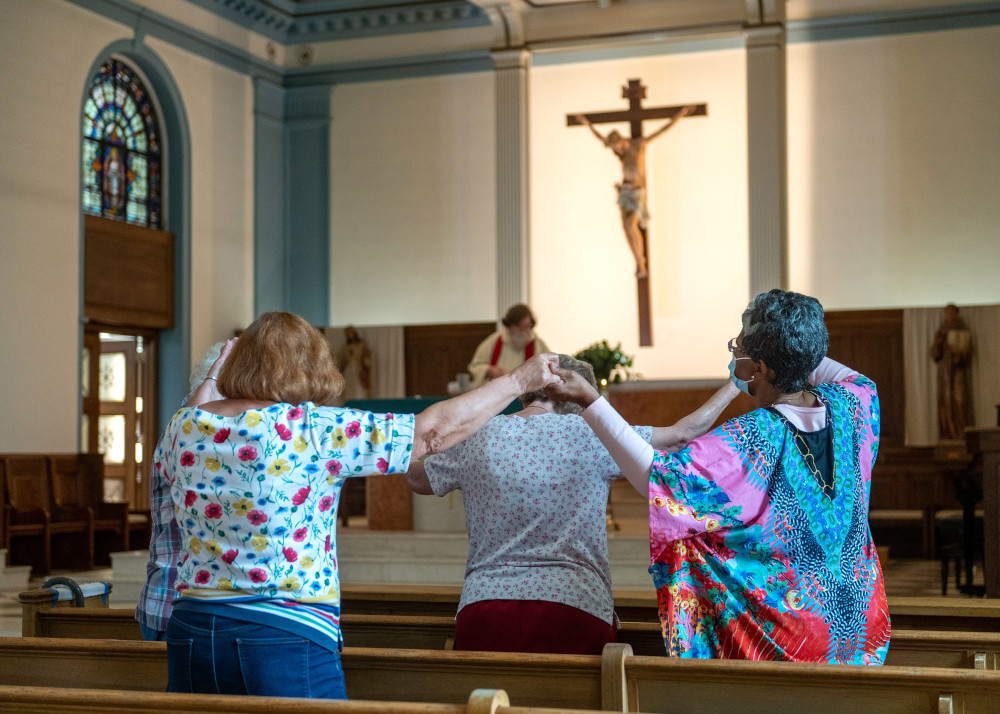 A handful of parishioners in the Gardenville neighborhood of Baltimore attend daily Mass Sept. 16, 2022, at St. Anthony of Padua Catholic Church.