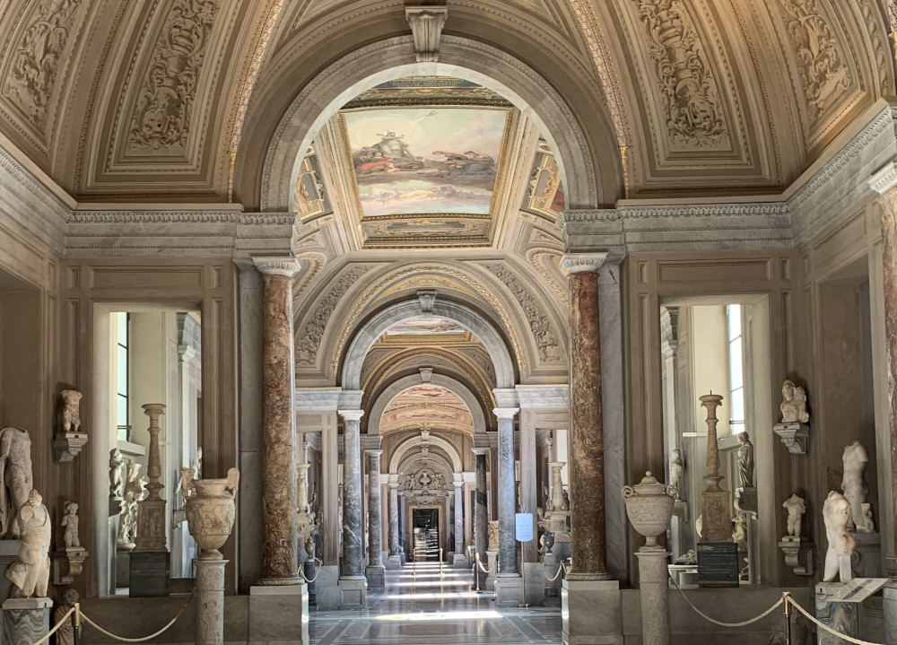 The entrance to the Chiaramonti gallery in the Vatican Museums in 2020