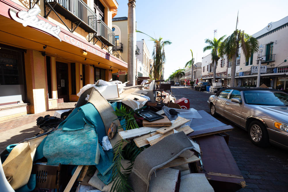 The downtown and waterfront areas of Fort Myers, Fla., show damage from the wind and storm surge Oct. 5, 2022, following Hurricane Ian. (CNS photo/Tom Tracy)