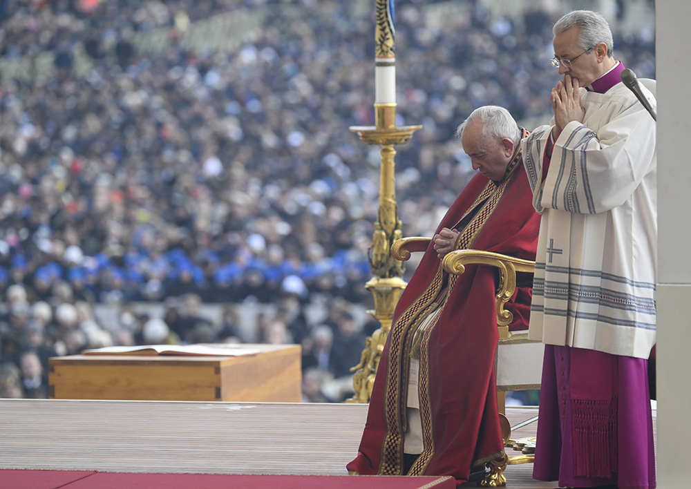 Pope Francis presides over the funeral Mass of Pope Benedict XVI in St. Peter's Square at the Vatican Jan. 5. (CNS/Vatican Media)