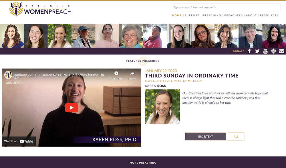 The Catholic Women Preach website is seen in a screenshot taken on Jan. 25. (NCR screenshot)