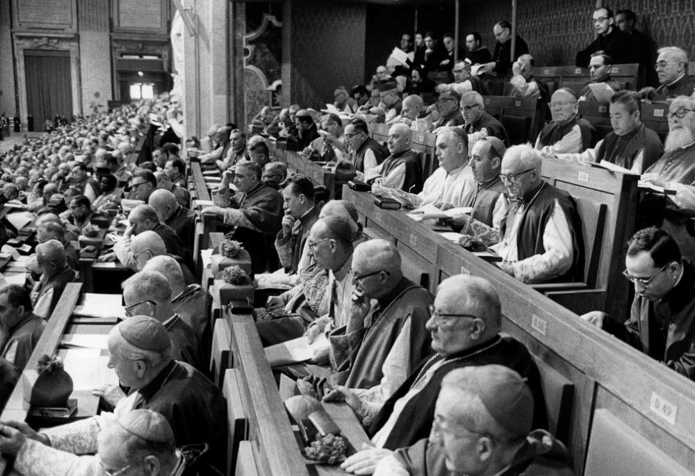 Bishops are pictured in a file photo during a Vatican II session inside St. Peter's Basilica at the Vatican. (CNS file photo)