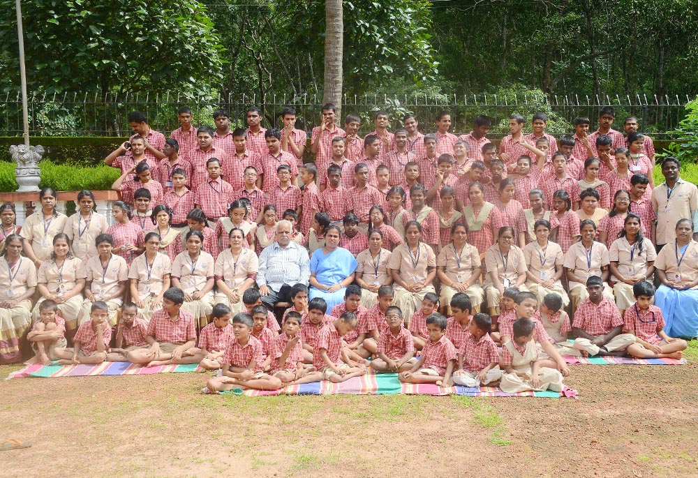 Sr. Ancilla Fernandes, a member of the Missionary Sisters Servants of the Holy Spirit and Manasa's principal (in center with blue sari) during the center's silver jubilee celebrations Nov. 14. (Courtesy of Ancilla Fernandes)