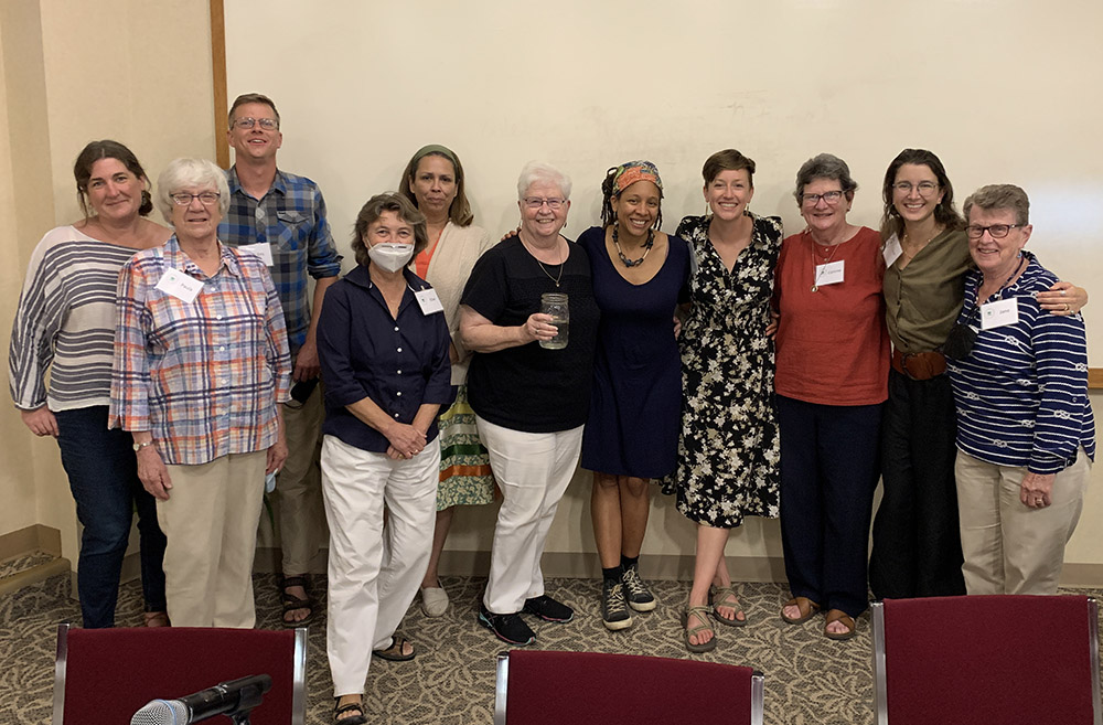 Members of the Sisters, Servants of the Immaculate Heart of Mary in Monroe, Michigan, and the Dominican Sisters in Adrian, Michigan, participate in a workshop offered by the Land Justice Project. Featured local speakers Madalene Big Bear of the Pokagon Band of Potawatomi, and Erin Preston Johson of the Detroit Black Farmer Land Fund. (Nuns & Nones Land Justice Project/Brittany Koteles)