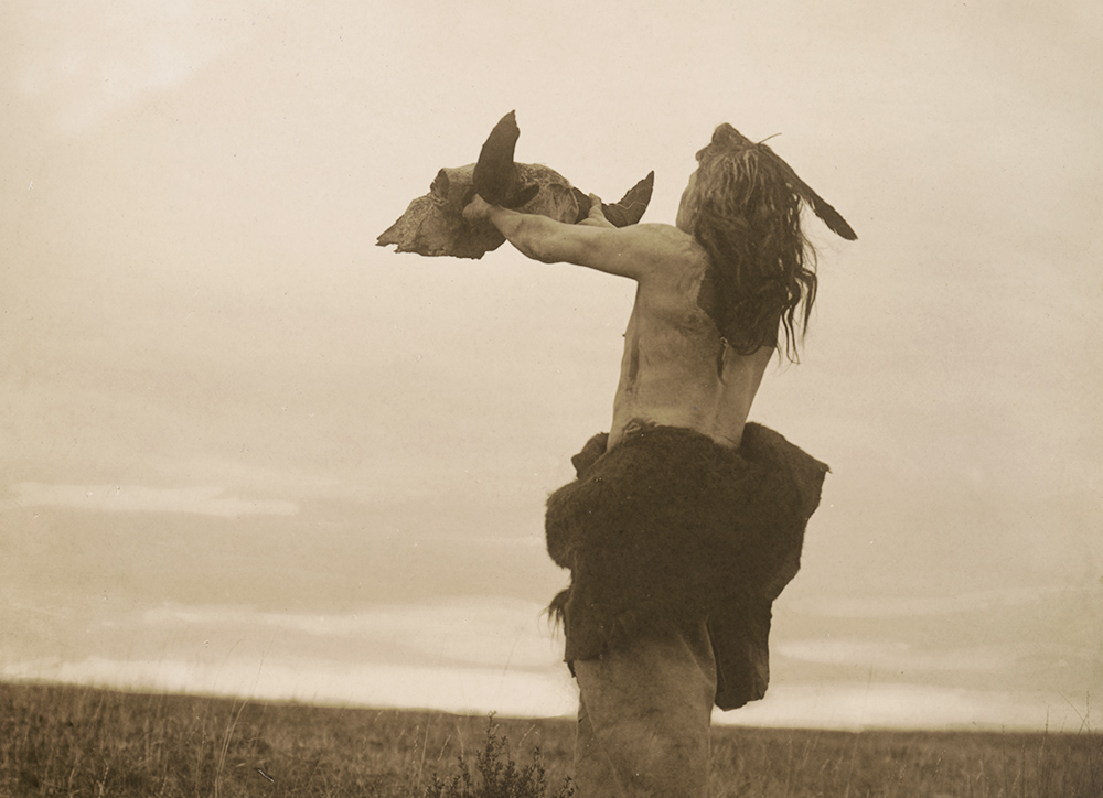 "Offering the Buffalo Skull," a photo of a Mandan Indian man, circa 1908 (Library of Congress Prints and Photographs Division/Edward S. Curtis)