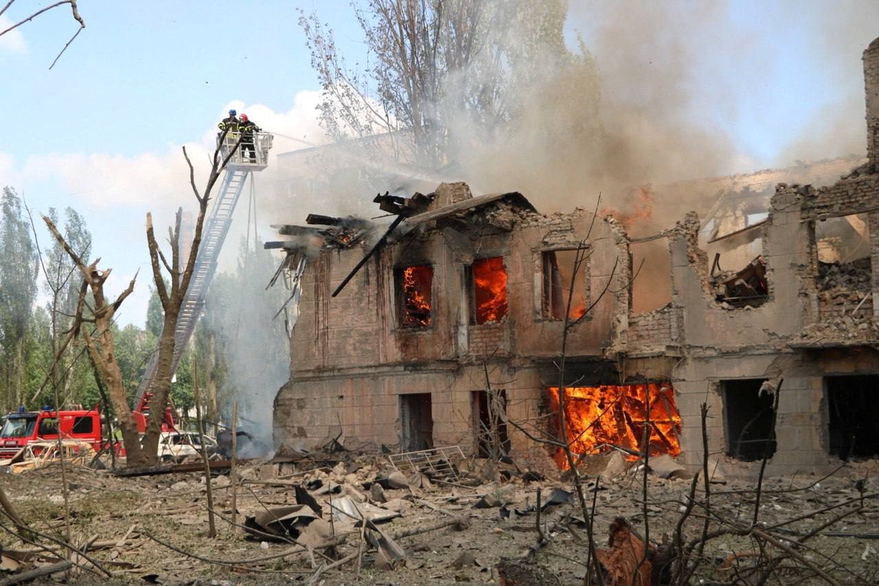 Rescuers work at a site of a clinic heavily destroyed by a Russian missile strike, amid Russia's attack in Dnipro, Ukraine, May 26. (OSV News/Press service of the State Emergency Service of Ukraine handout via Reuters)