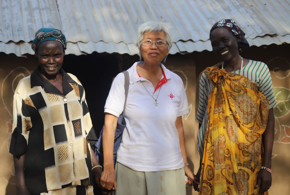 Sr. Molly Lim, a member of the Franciscan Missionaries of Mary, visits South Sudanese families living in Kakuma Refugee Camp, Feb. 17.  She and other sisters preach peace and counsel refugees suffering from trauma from experiencing civil war in South Sudan. (GSR photo/Doreen Ajiambo)