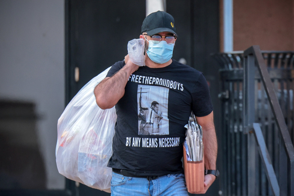 Proud Boys leader Enrique Tarrio leaves the D.C. Central Detention Facility in Washington Jan. 14, 2022, after pleading guilty to charges of property destruction in 2020, and for bringing high-capacity magazines into the District of Columbia days before the deadly riot at the U.S. Capitol. (CNS/Reuters/Evelyn Hockstein)