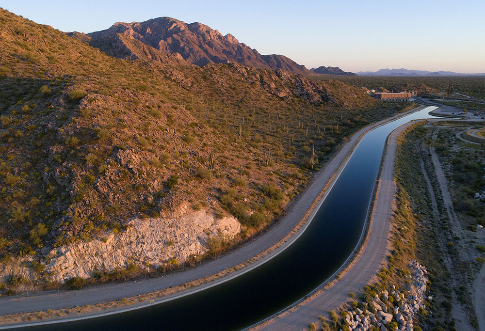 The Colorado River water runs through Central Arizona Project canals in Pinal County, Arizona, April 9. (OSV News/Rebecca Noble, Reuters)