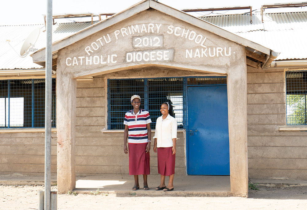 Srs. Phelomena Nyambu and Annestacia Wanza of the Incarnate Word Sisters at the Rotu Primary School, which their congregation manages. The school offers education to children and the community, with the sisters using the lessons to counter ignorance as part of their mission to end hunger in East Pokot. (GSR photo/Wycliff Peter Oundo)