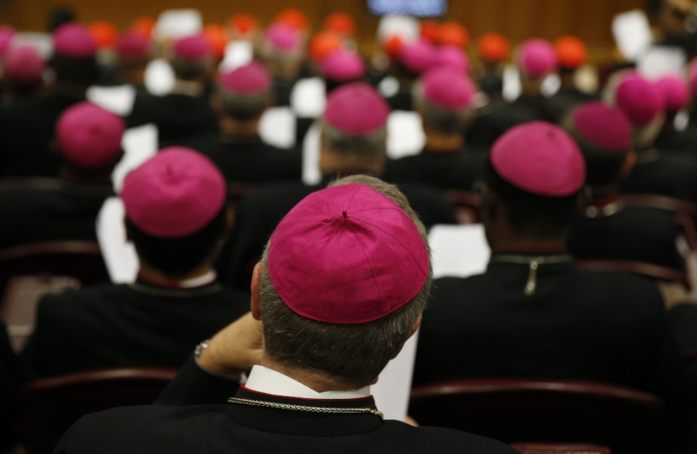 Bishops attend a session of the Synod of Bishops on young people, the faith and vocational discernment at the Vatican Oct. 23, 2018. (CNS/Paul Haring)