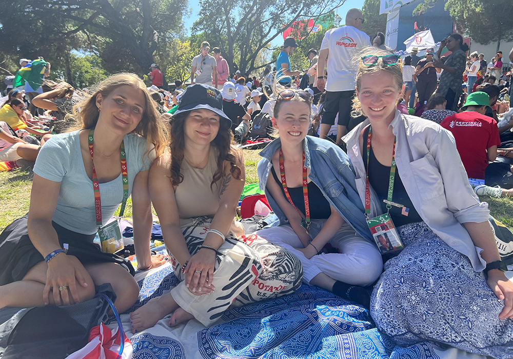 From left to right: Duquesne University students Gwendolyn Sobkowiak, Kate Spadavecchia, Emma Polen, Hannah Valenty (NCR photos/Brian Fraga)