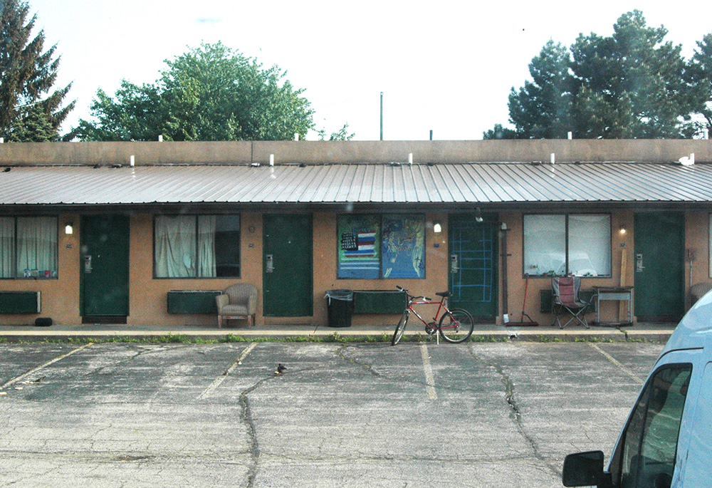 The outside of the renovated Knights Inn in South Bend, Indiana, that now houses the Motels4Now project to offer immediate housing to persons experiencing homelessness (Bill Odell)