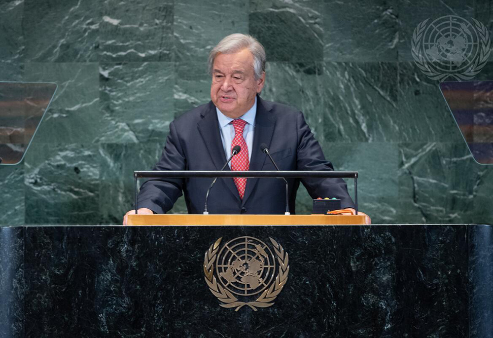 United Nations Secretary-General António Guterres speaks as the SDG Summit, the high-level political forum on sustainable development goals, begins Sept. 18 at U.N. headquarters in New York. (UN photo/Cia Pak)