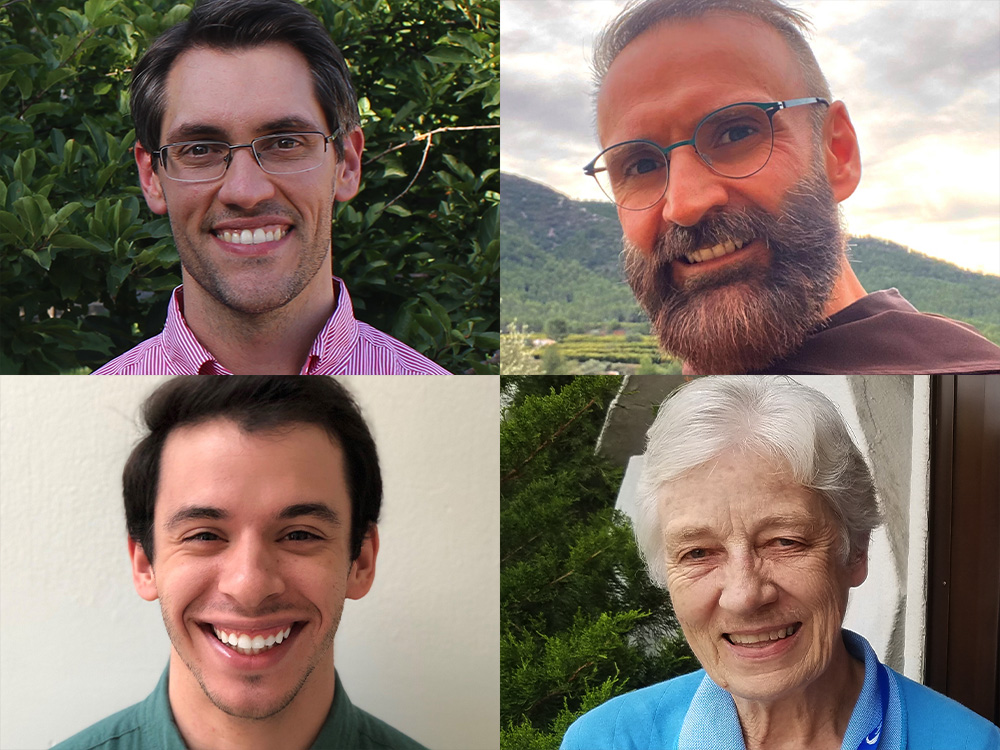 Clockwise from top left: Daniel DiLeo (EarthBeat photo/Brian Roewe); Carmelite Fr. Eduardo Agosta Scarel (Courtesy of Eduardo Agosta Scarel); Sacred Heart of Mary Sr. Veronica Brand (GSR photo/Chris Herlinger); Carlos Martinez (Courtesy of Carlos Martinez)