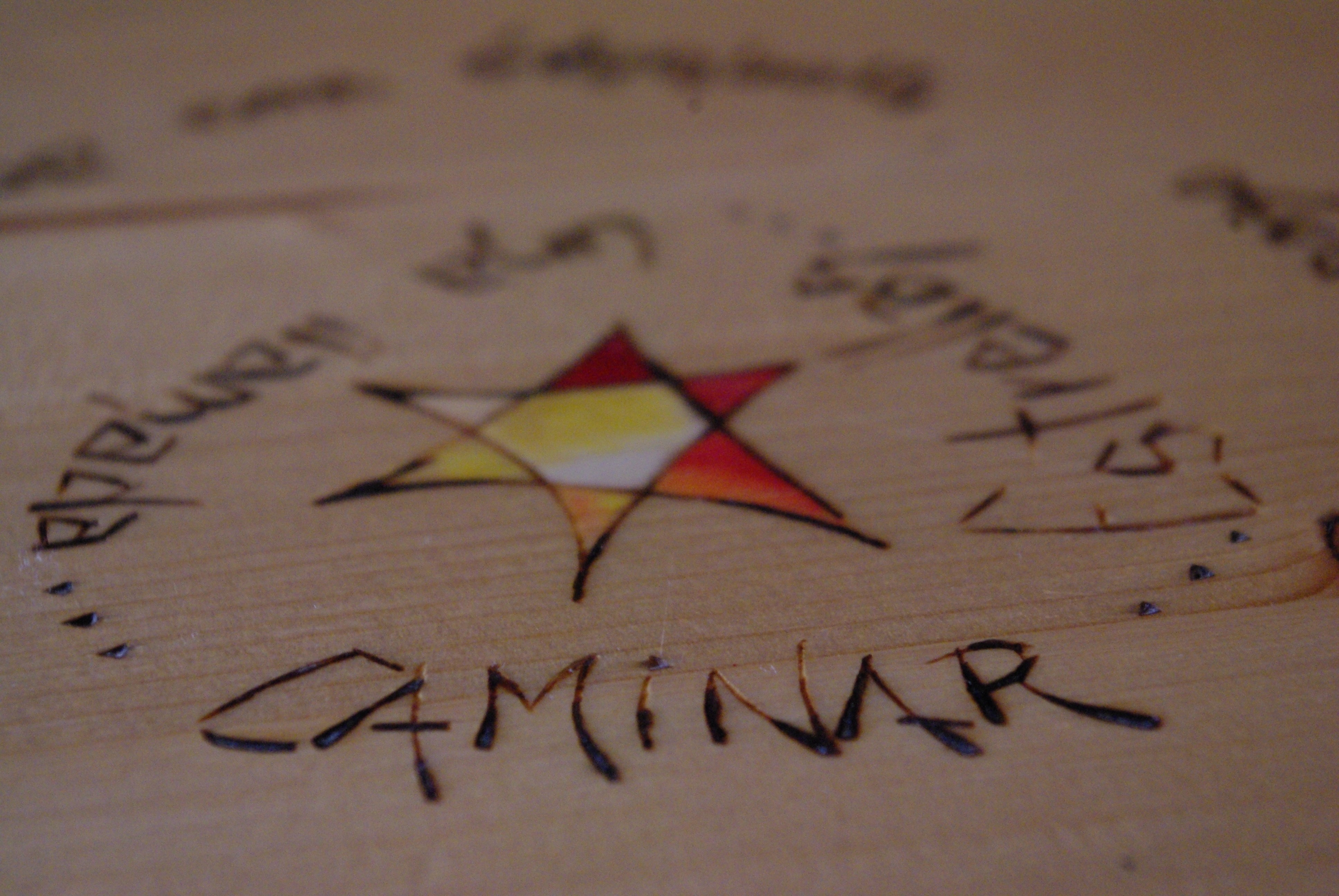 Detail of the table in the reception area of the Santa María del Camino Parish hostel in Carrión de los Condes, Palencia, Spain. (Photo: Amaya Hernández)