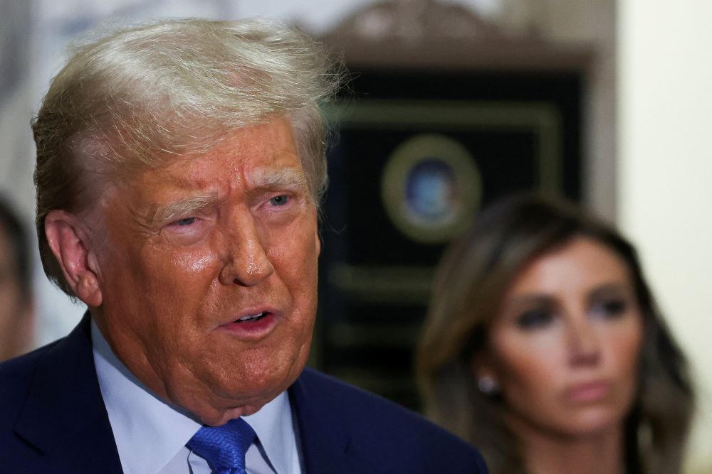 Former U.S. President and Republican presidential candidate Donald Trump leaves the courtroom after attending the Trump Organization civil fraud trial, in New York State Supreme Court in Manhattan Nov. 6. 