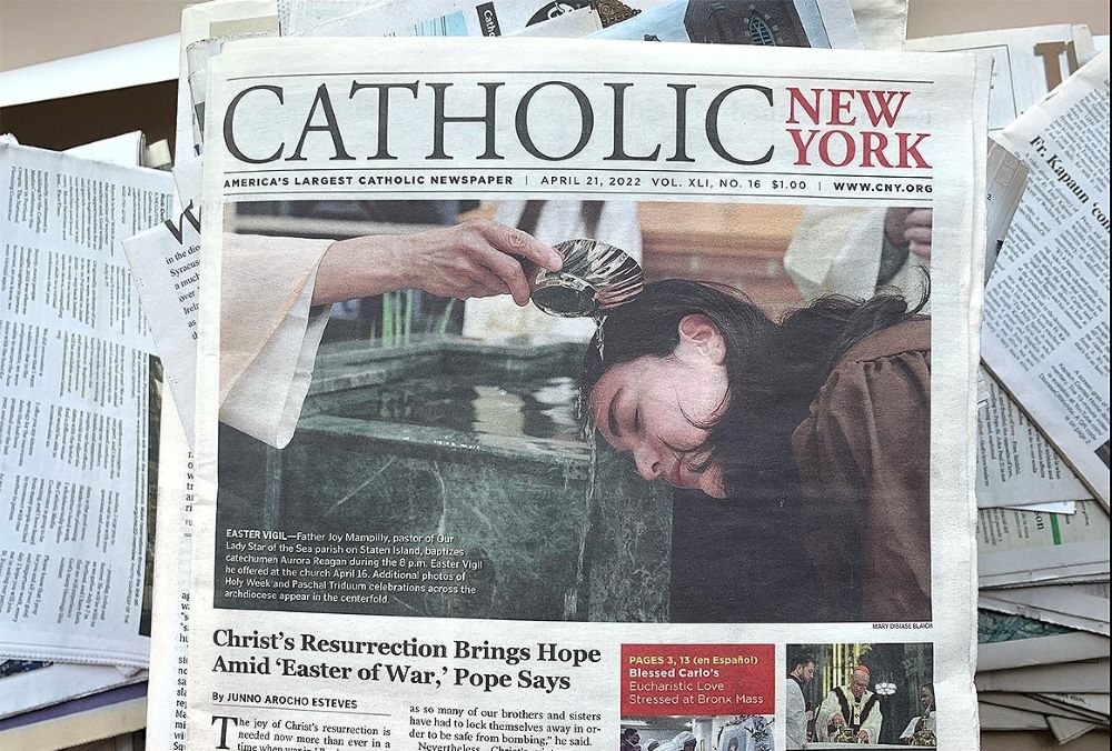 This is the front page of an issue of Catholic New York, newspaper of the Archdiocese of New York, which published its last issue Nov. 17, 2022. A few weeks later, the archdiocese launched its digital outlet, The Good Newsroom. (CNS/Tyler Orsburn)