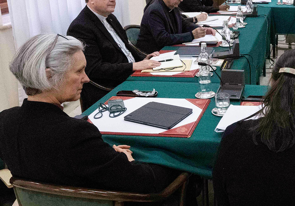 Anglican Bishop Jo Bailey Wells, left, attends the meeting of Pope Francis and his Council of Cardinals at the Vatican Feb. 5. (CNS/Vatican Media)