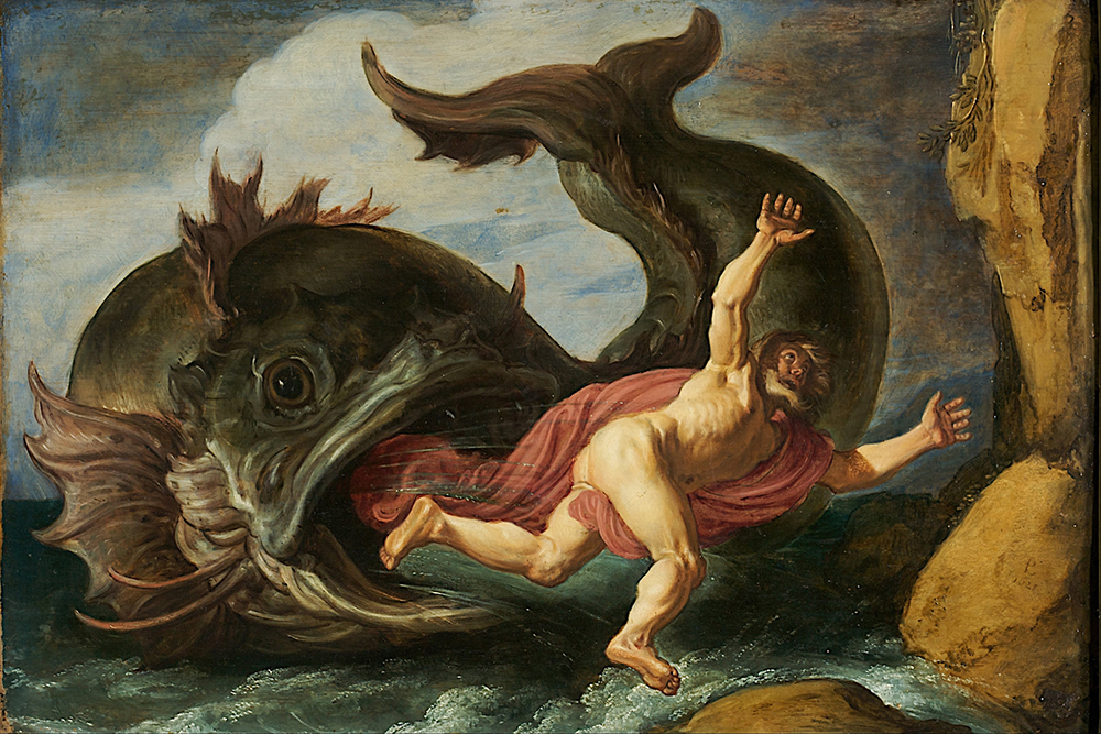 "Jonah and the Whale" (1621) by Dutch painter Pieter Lastman (Artvee)