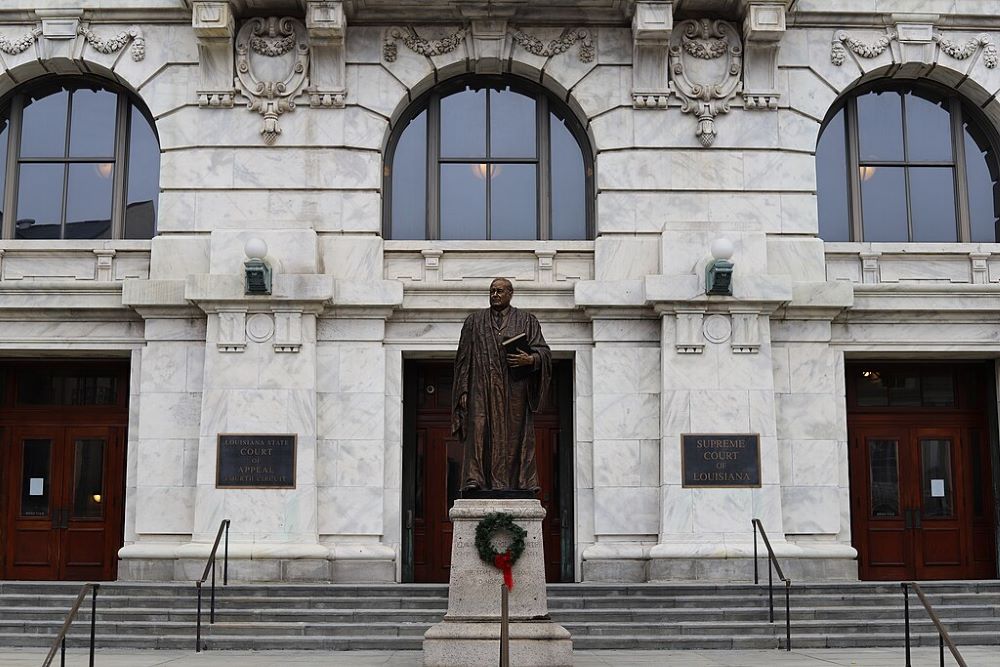 The main entrance to Louisiana Supreme Court building in New Orleans 