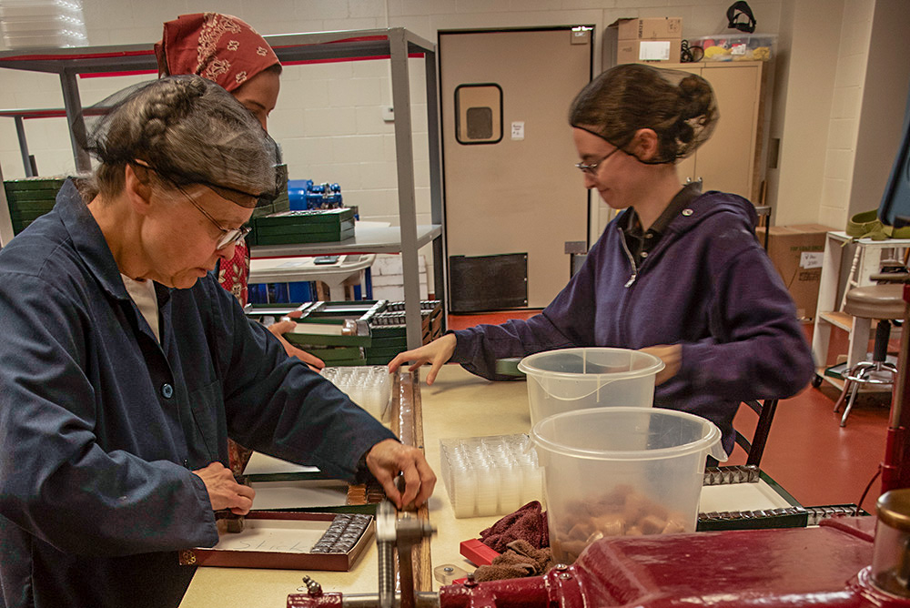 Trappistine nuns at Our Lady of the Mississippi Abbey near Dubuque, Iowa, box caramels for their company, Monastery Candy. (Courtesy of Bill Witt)