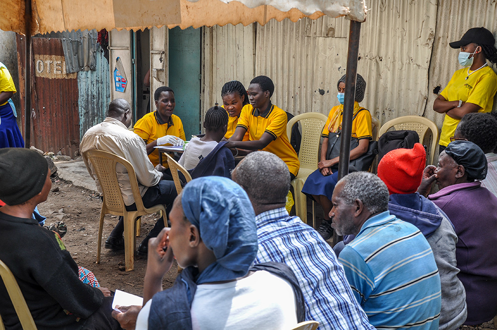 Members of the public line up for services from the DREAM Center during World Aids Day in Southlands, Lang'ata, Nairobi, Kenya, on Dec. 1, 2023. (Lourine Oluoch) 