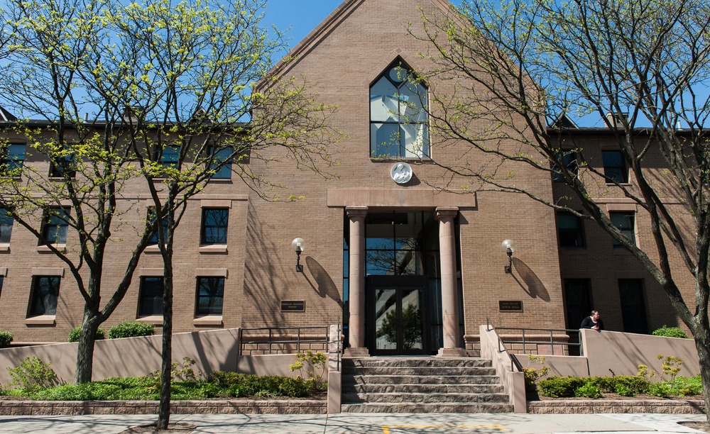 Facade of brick building